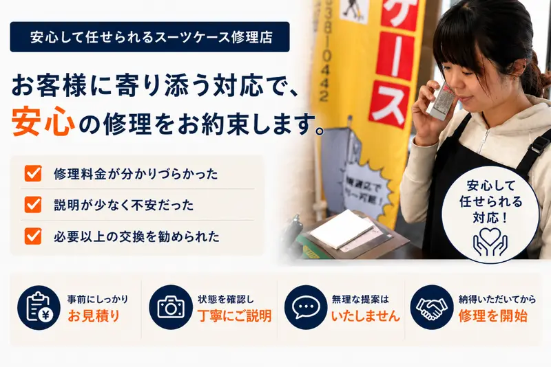 安心して任せられるスーツケース修理店