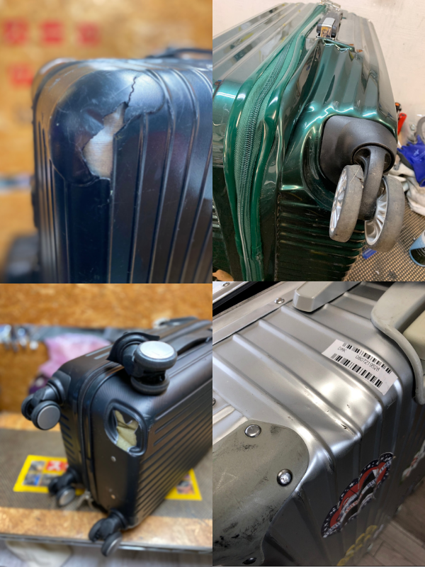 スーツケースのボディー亀裂凹み修理